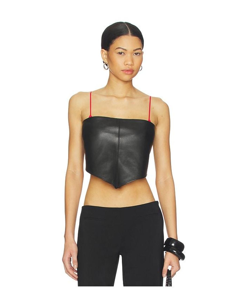 Ziah Black Leather Scarf