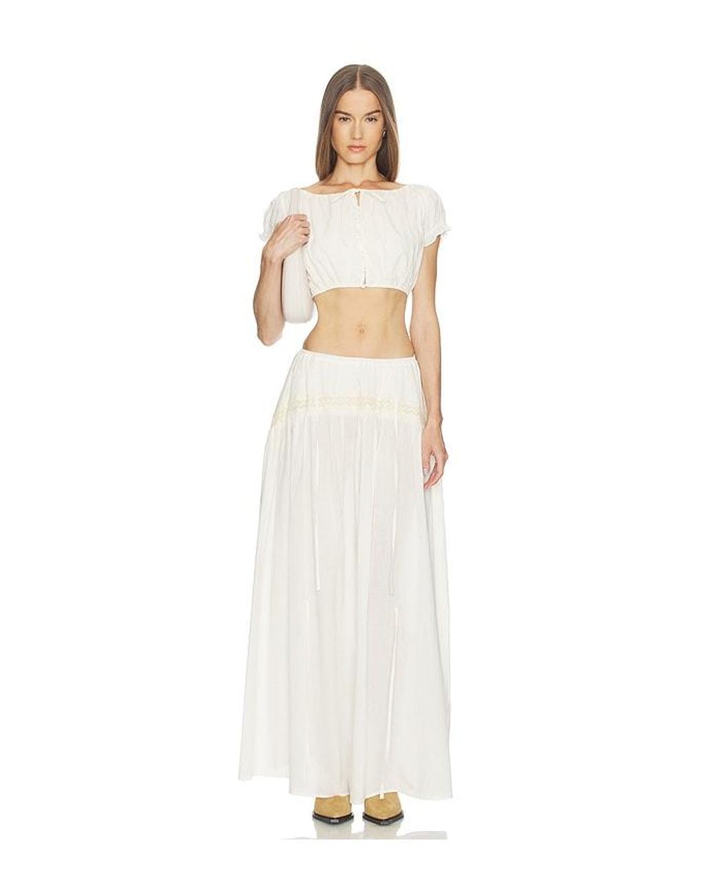 LOBA White Cecilia Crop Top