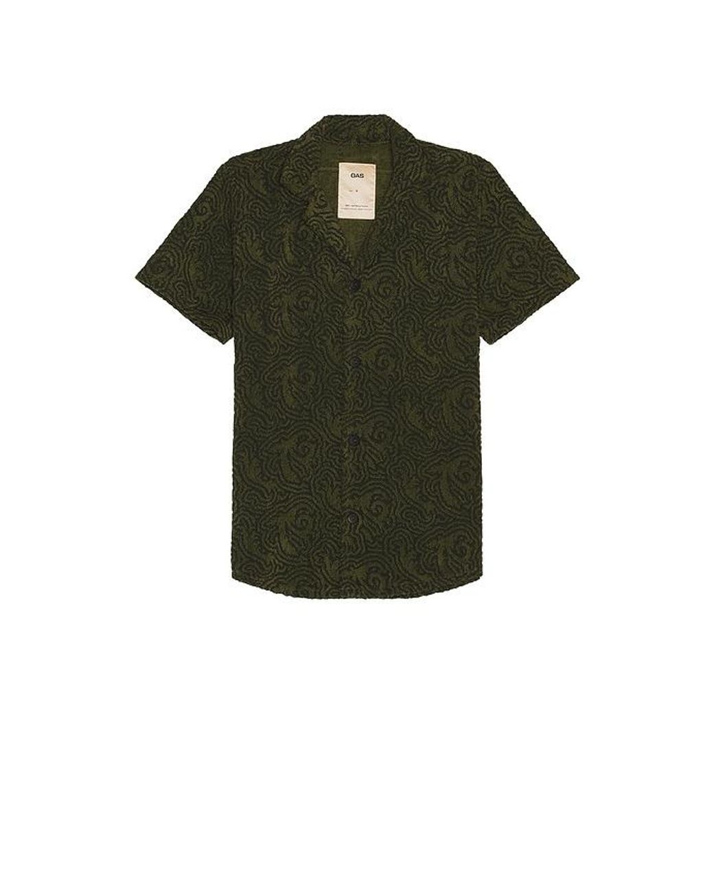 Oas Green Squiggle Cuba Terry Shirt for men