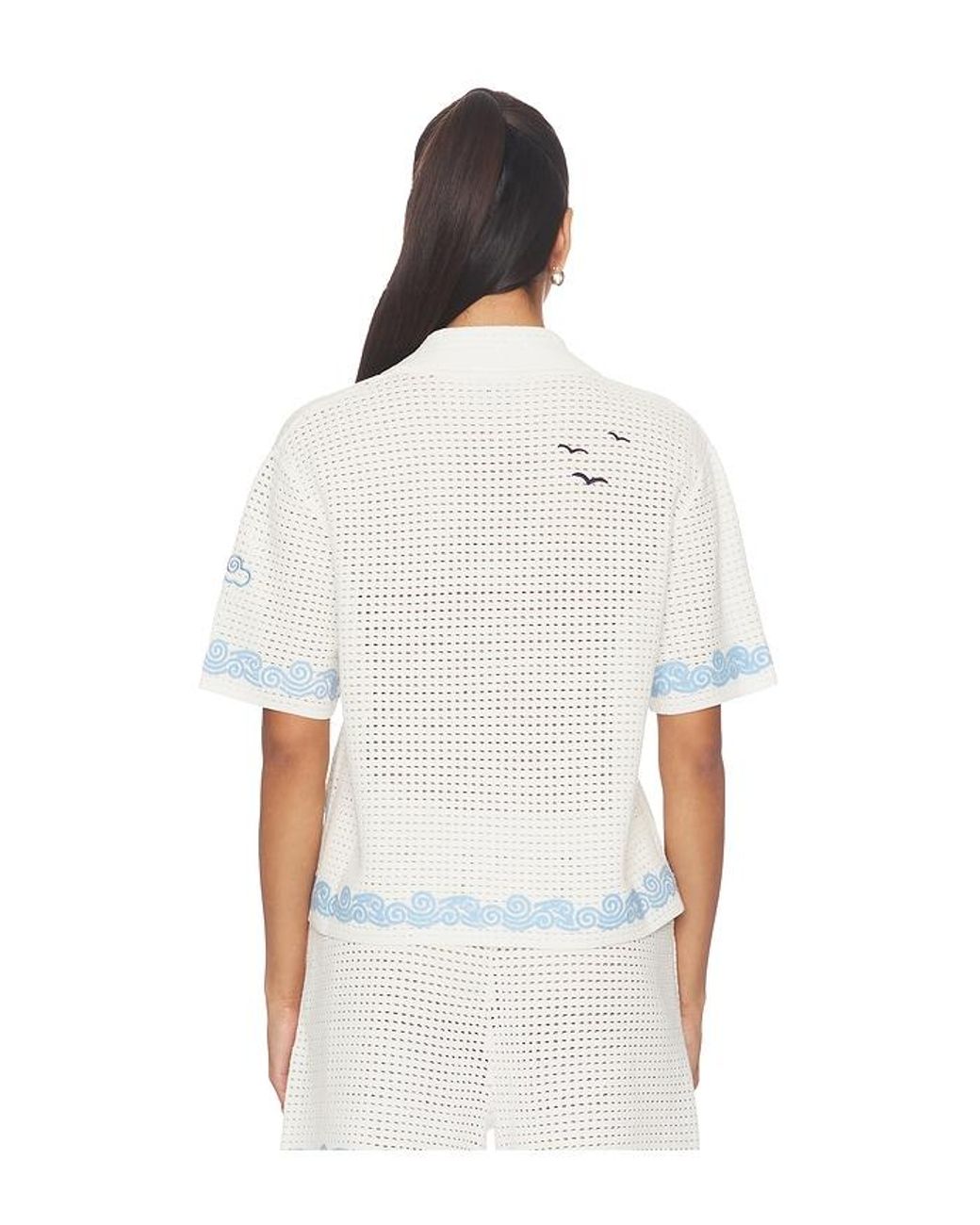 Casablanca White Crochet Beach Shirt