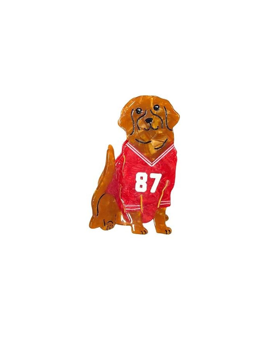 Solar Eclipse Red Hand-Painted Football Dog Claw Hair Clip