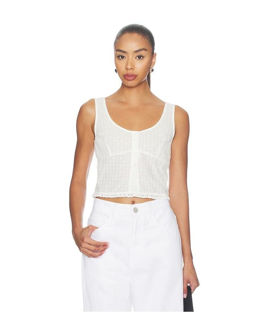 GOOD AMERICAN White The Eyelet Top