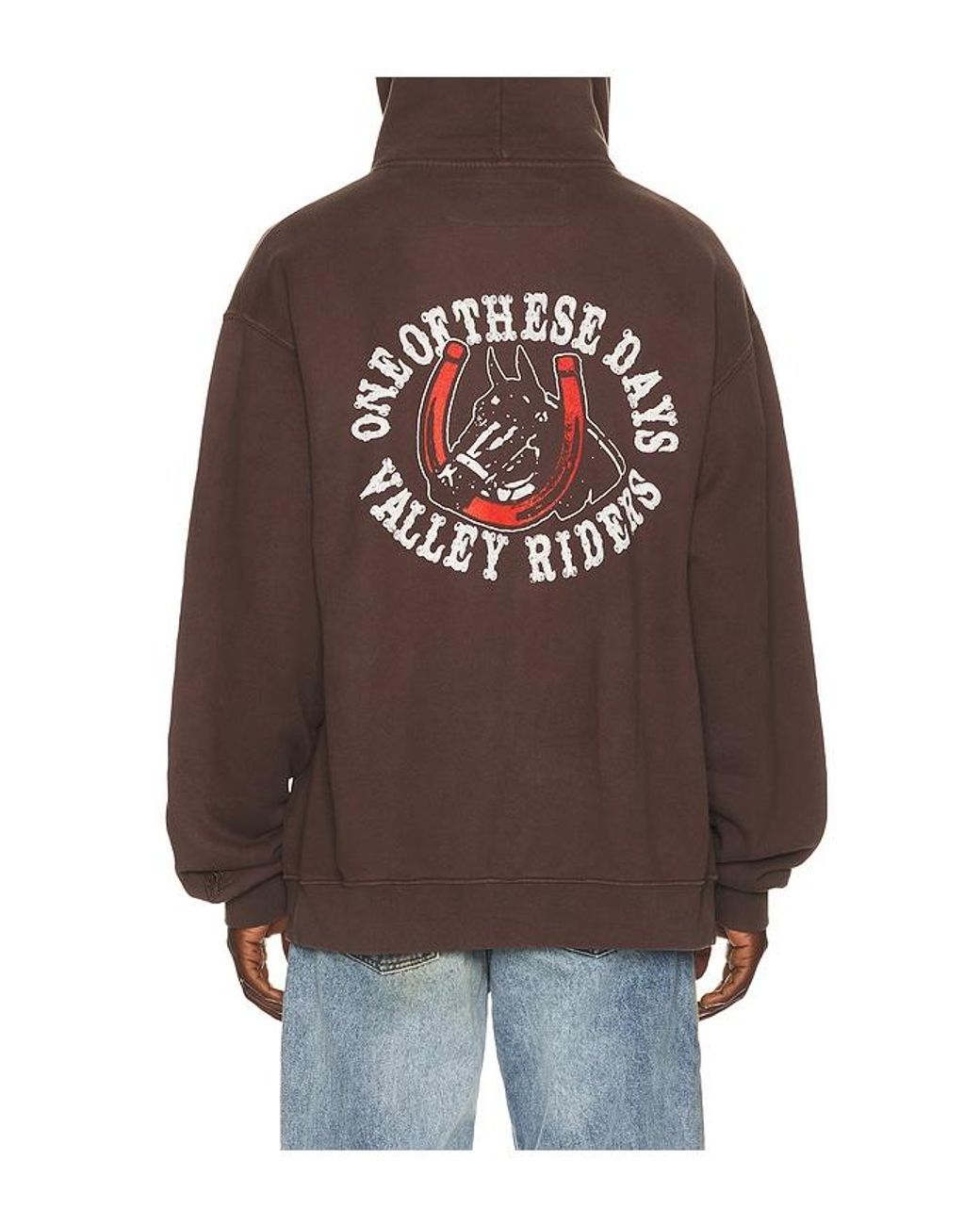 One Of These Days Brown Valley Riders Zip Up Hoodie for men