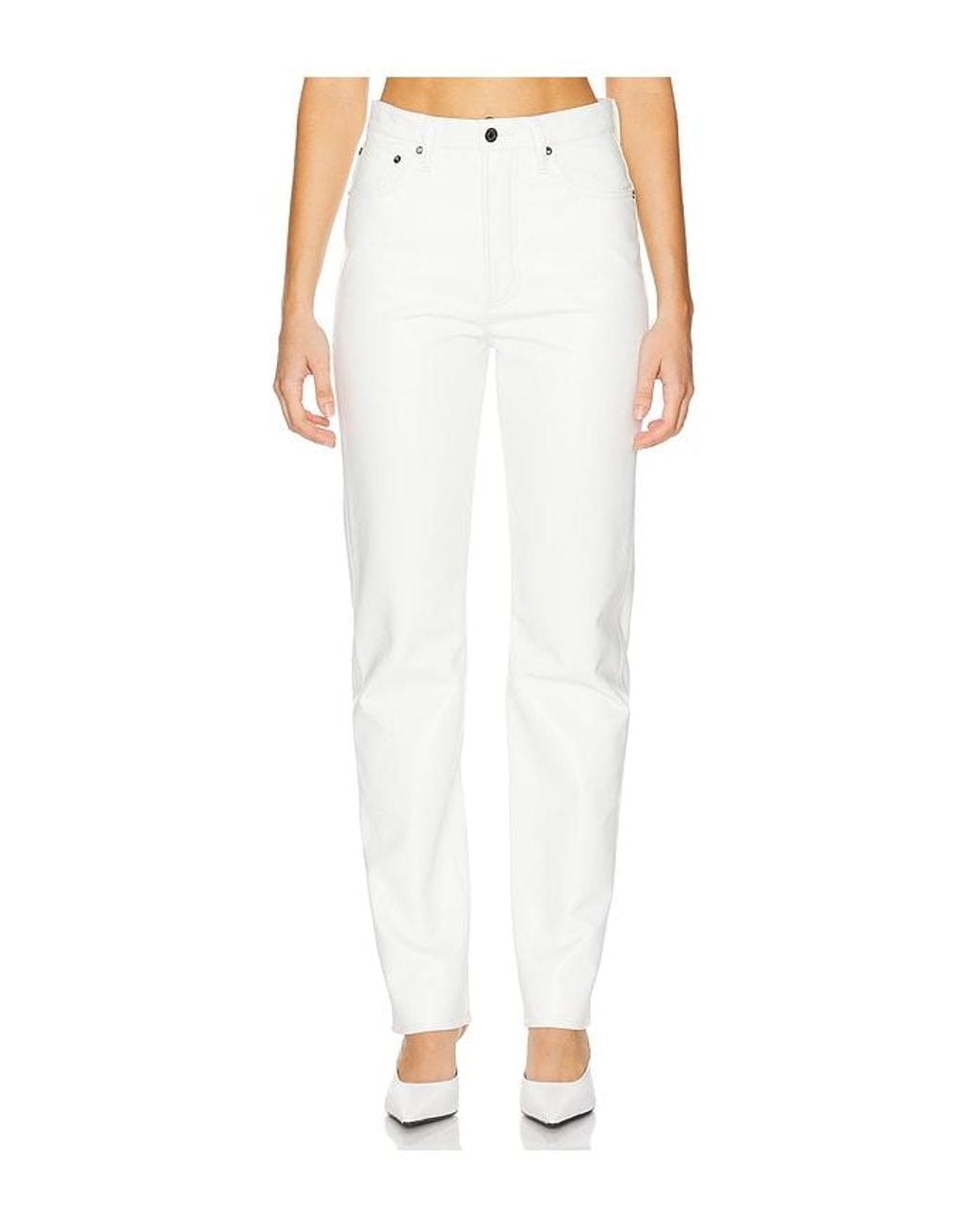 Agolde White 90's Pinch Waist Long Jeans