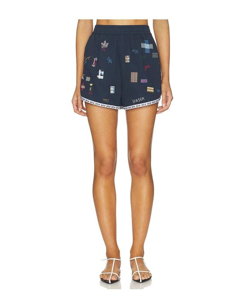Sea Blue Claira Embroidered Shorts