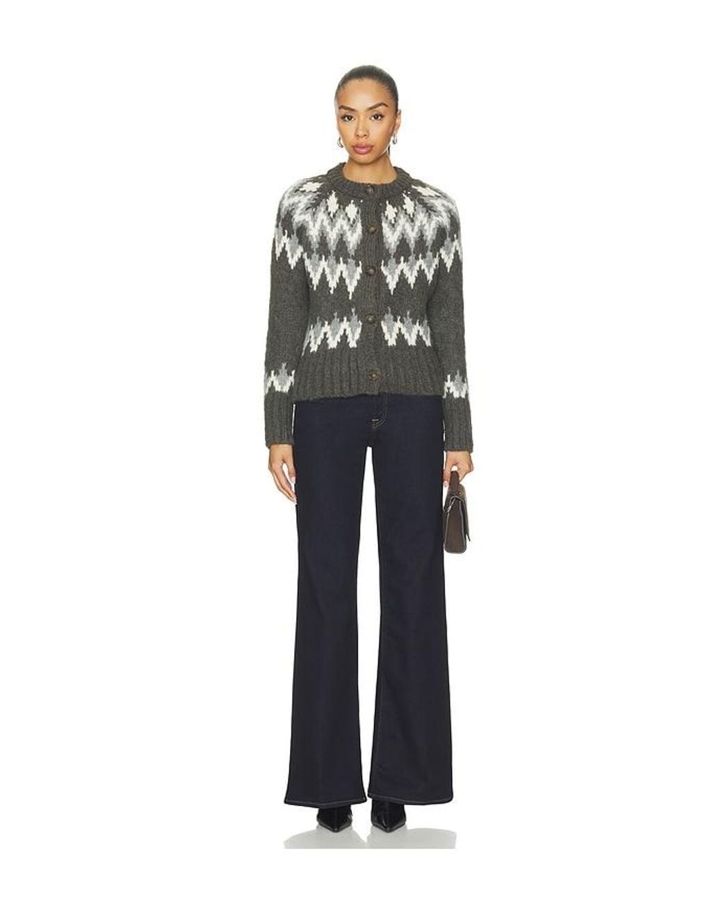 Veronica Beard Black Christina Fairisle Cardigan