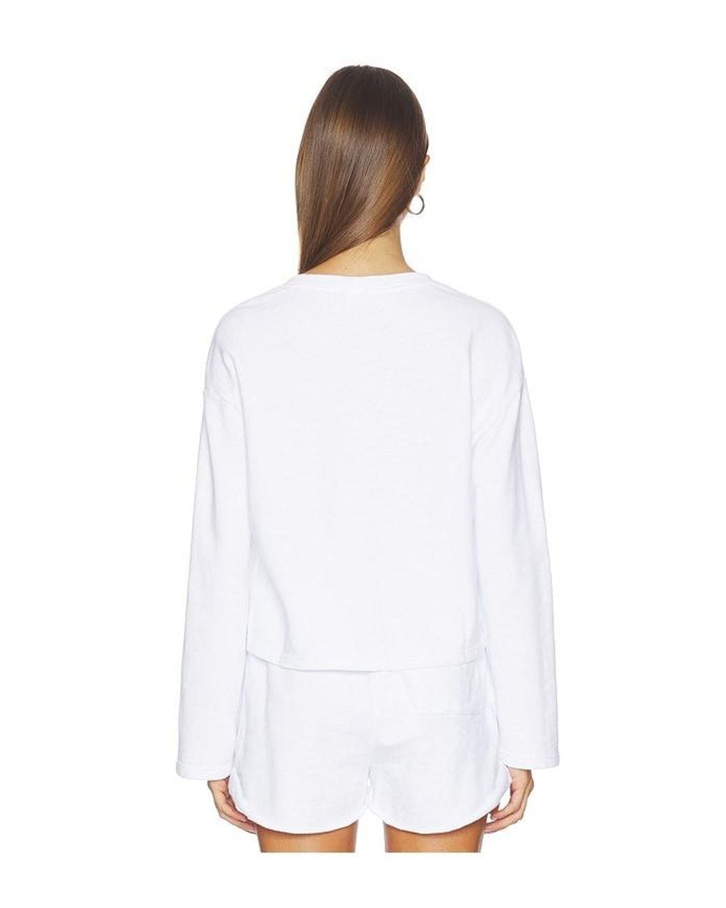 Bobi White Drop Shoulder Pullover Top