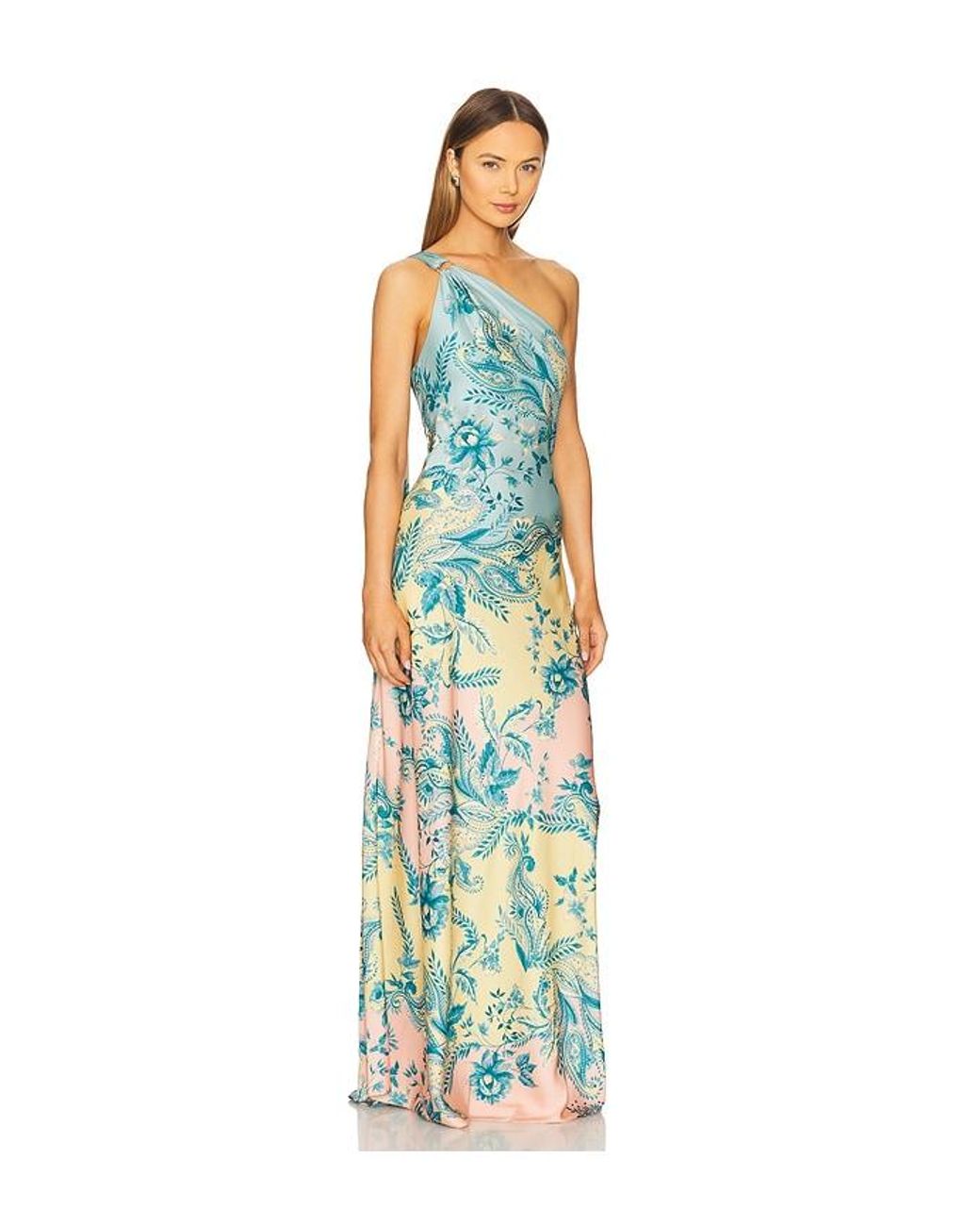 Hemant & Nandita White One Shoulder Long Dress