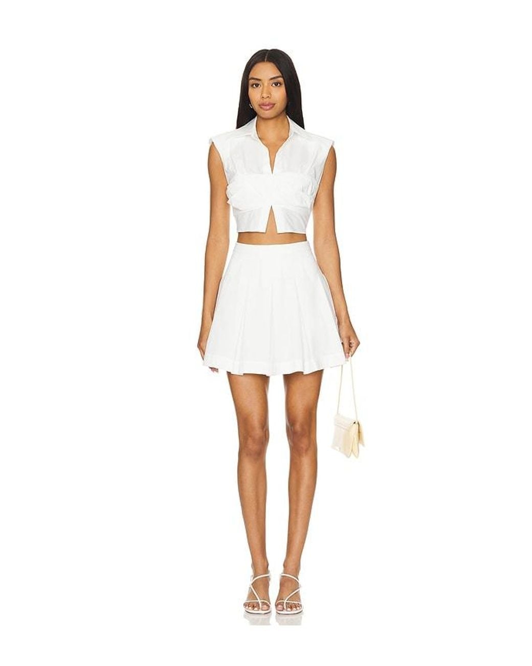 Jonathan Simkhai White Emie Cropped Box Sleeve Top