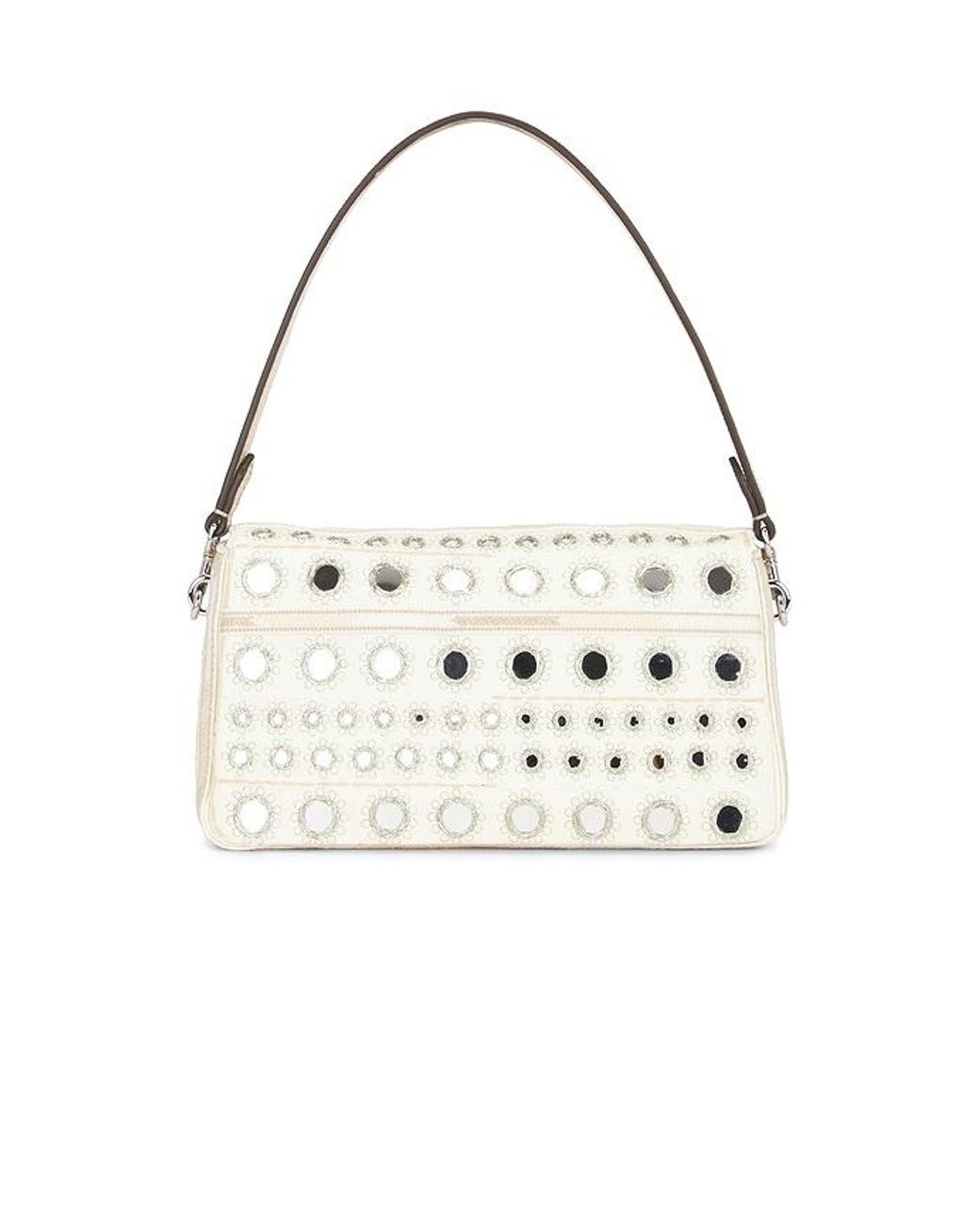 Tory Burch White Charlie Embellished Small Shoulder Bag