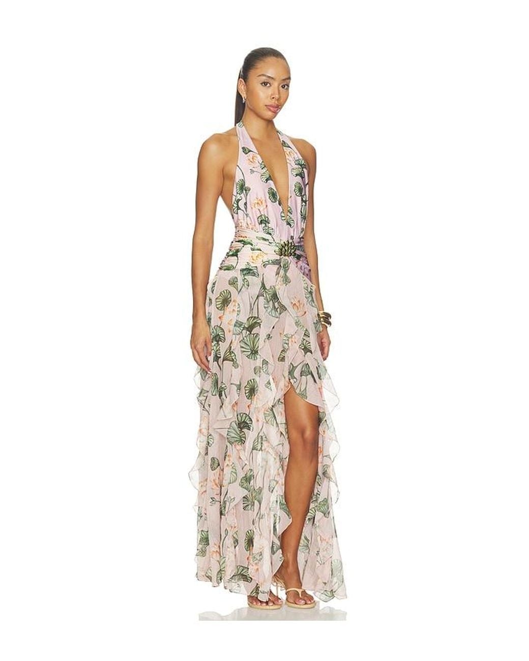 PATBO White Lotus Plunge Maxi Dress