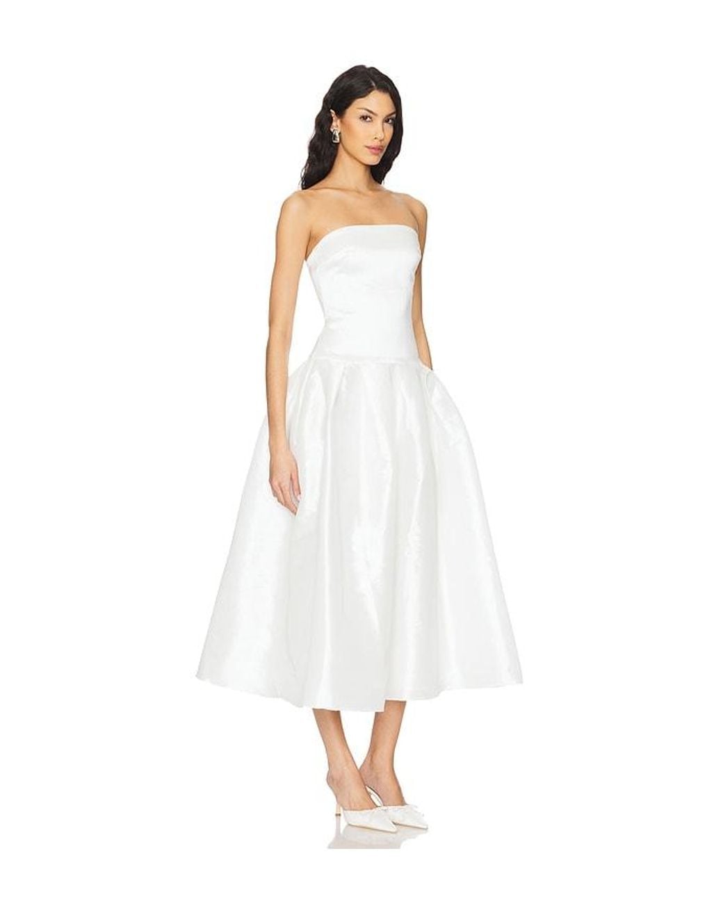 MORE TO COME White Cambria Strapless Dress