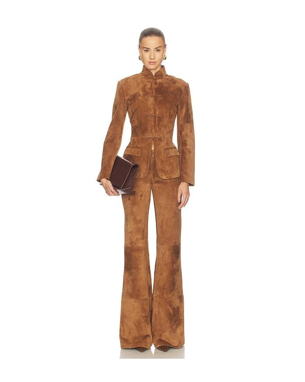 SAU LEE Brown Gael Suede Pant