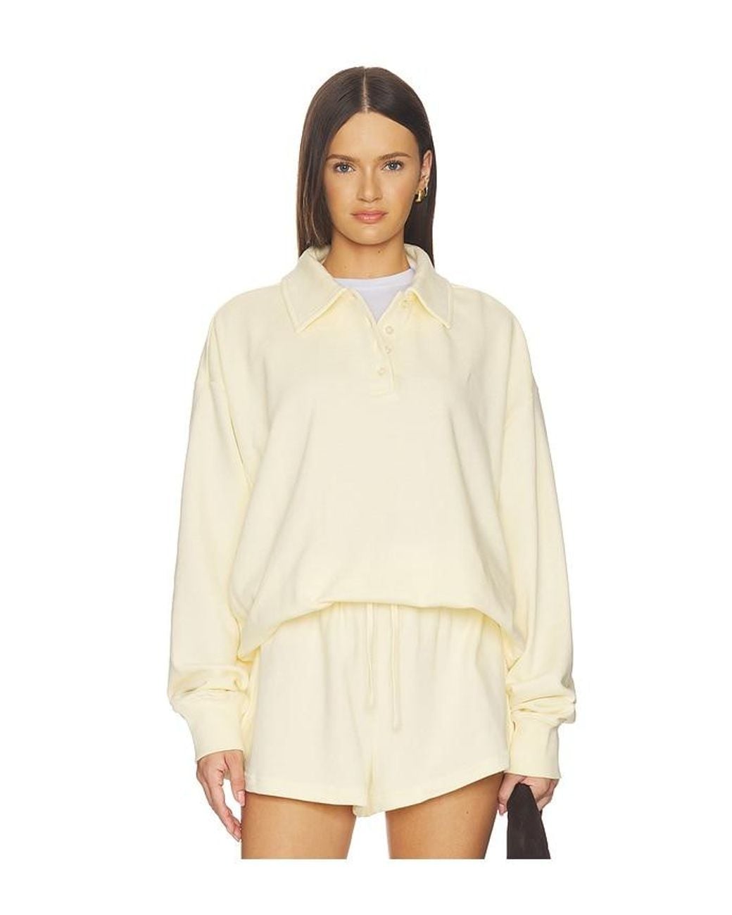 WeWoreWhat Natural Henley Pull Over Sweatshirt