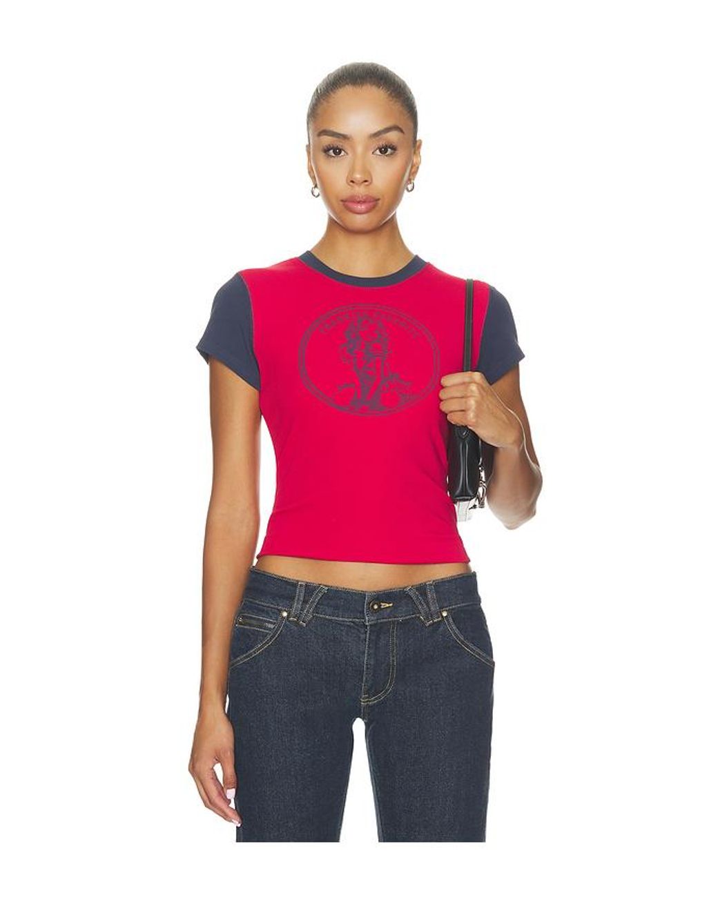 Frankie's Bikinis Red Eva Cotton Ribbed Tee Shirt