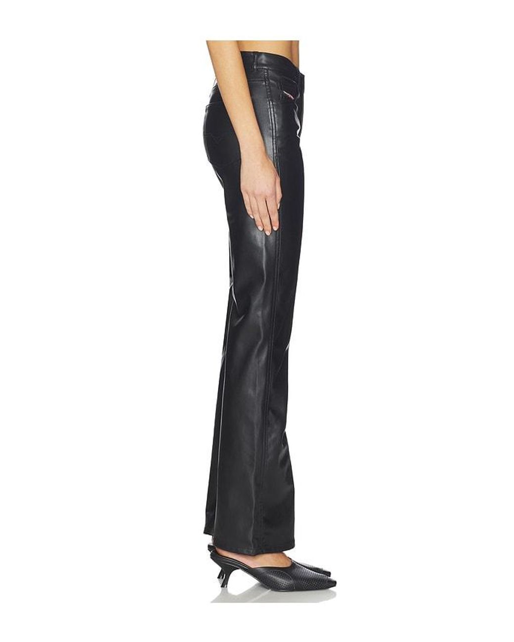 DIESEL Black Plain Leather Pant