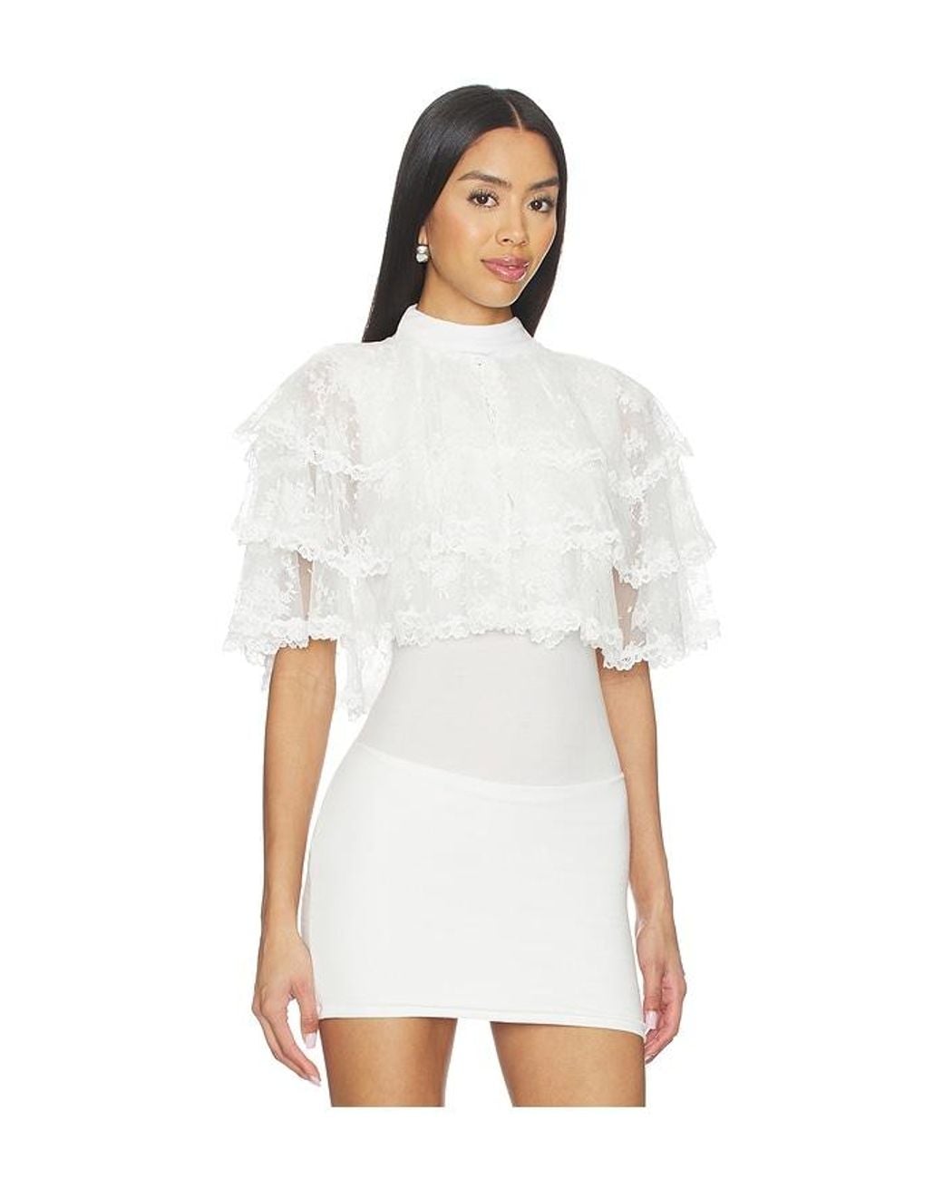 YUHAN WANG White Shell Button Lace Bolero