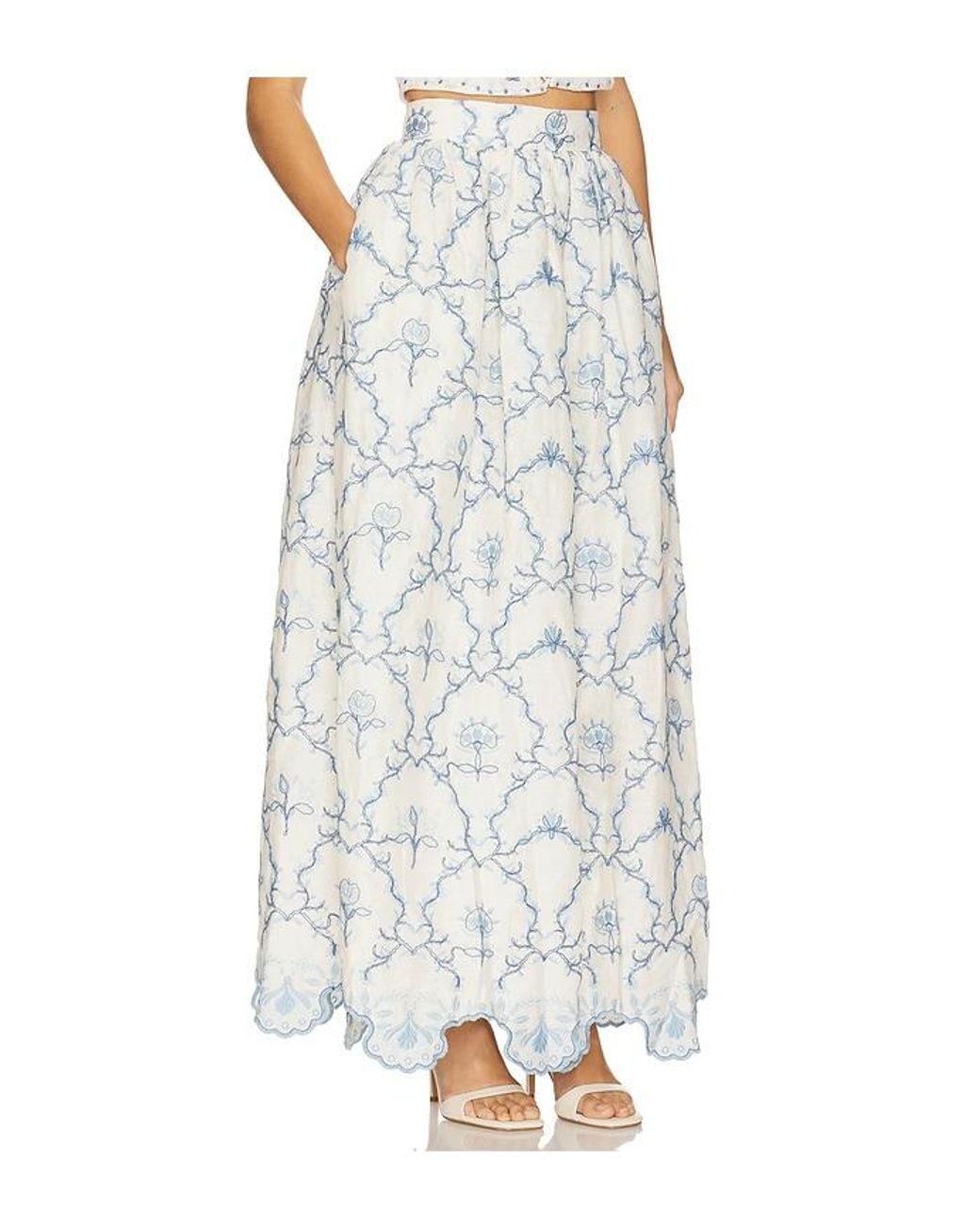 Agua Bendita White Tangelo Maxi Skirt