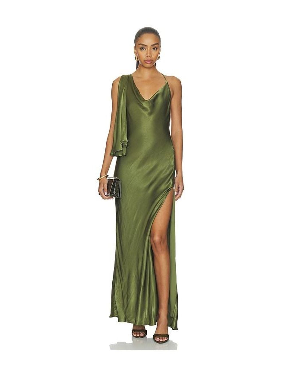 Bardot Green Anastasia Satin Maxi Dress