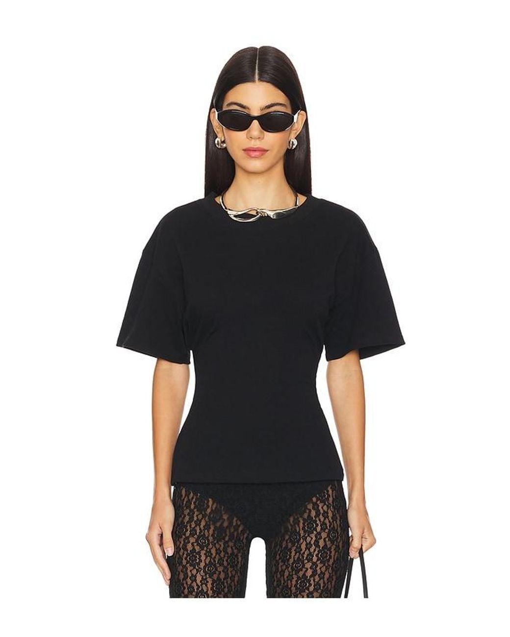 EB DENIM Black Cinched Waist Jersey Tee