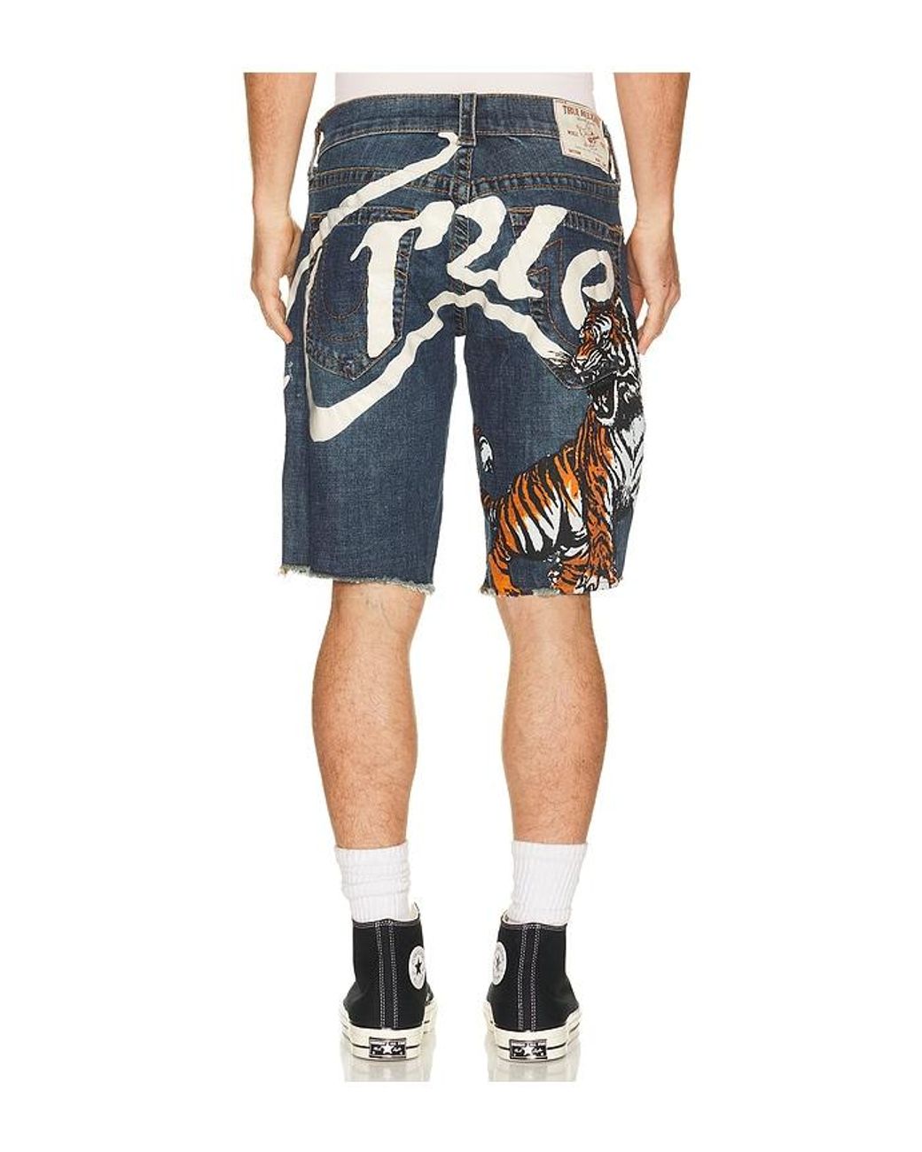 True Religion Multicolor Ricky Big T Undone Hem Shorts for men