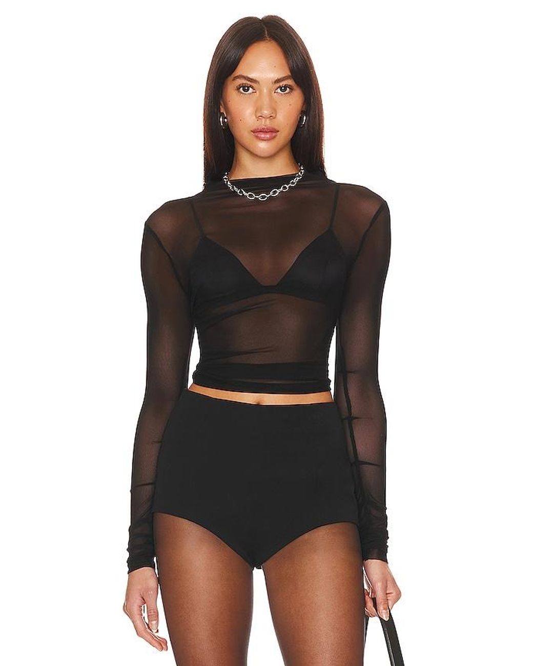 Eliza Sheer Mesh Top En Color Negro Talla (También En M, S, Xl, Xs, Xxs) superdown de color Black