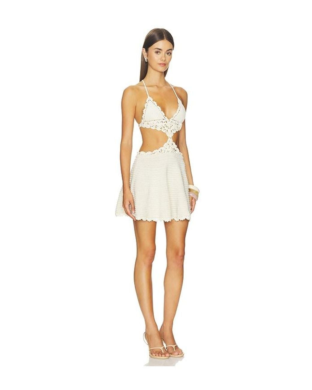 retroféte Multicolor Aisola Crochet Dress