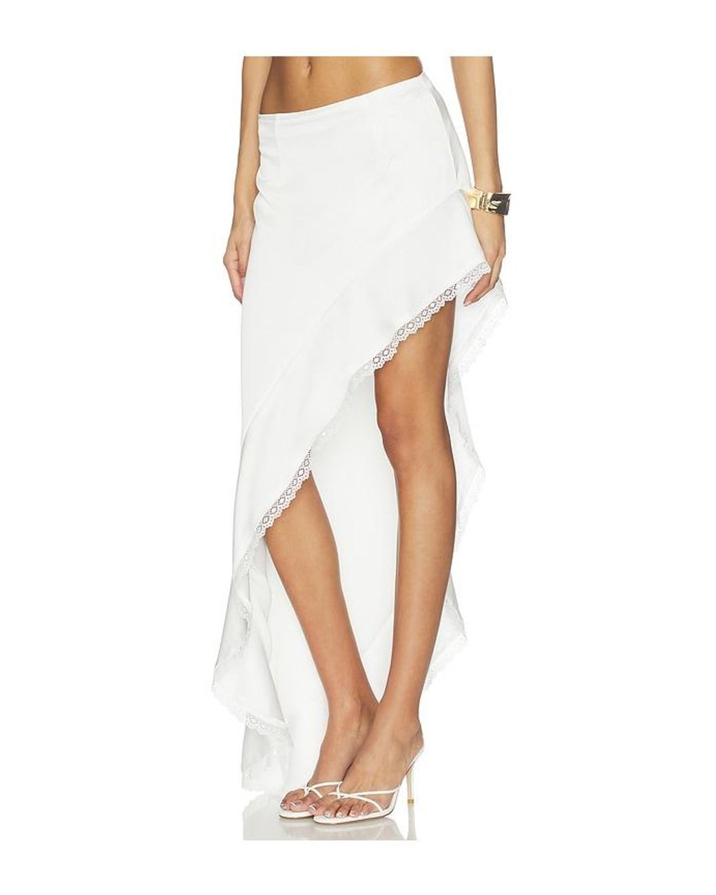Runaway the Label White Loana Wavy Hem Maxi Skirt
