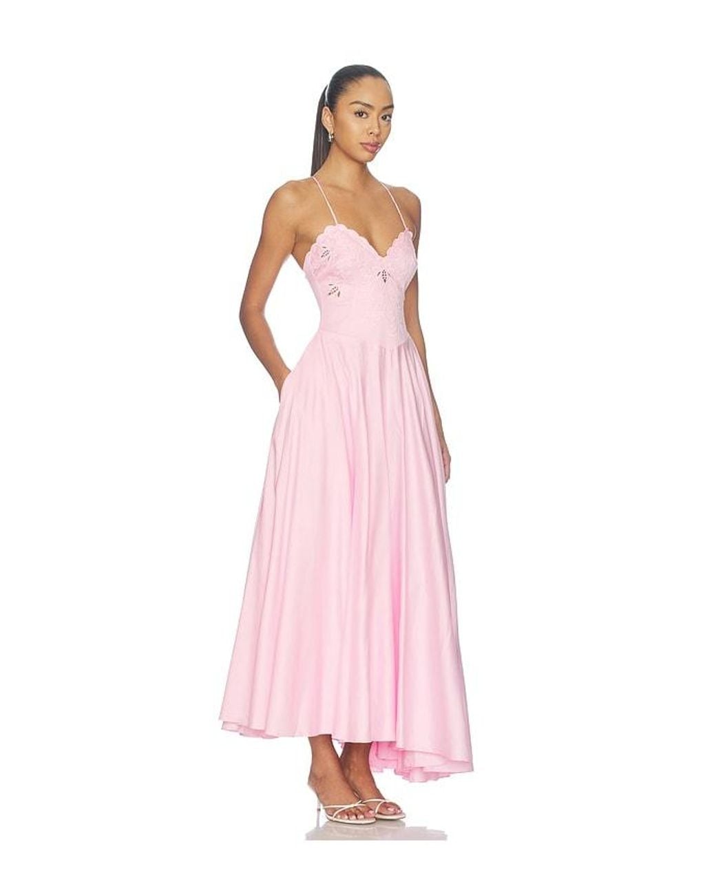 PATBO Pink Tricoline Lotus Maxi Dress