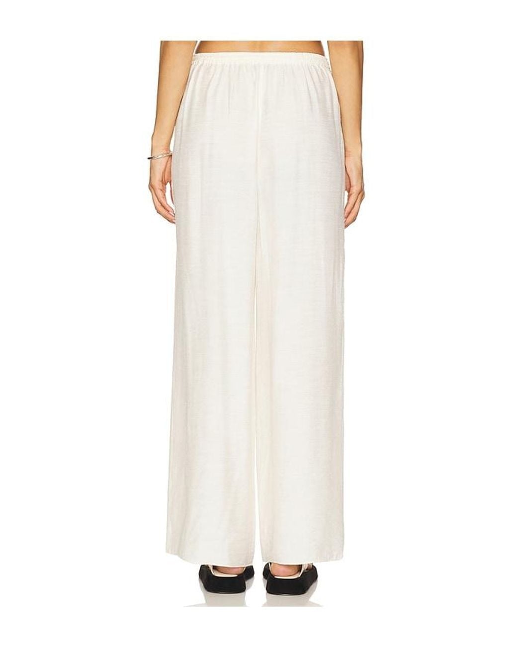 Onia White Textured Gauze Wide Leg Pant