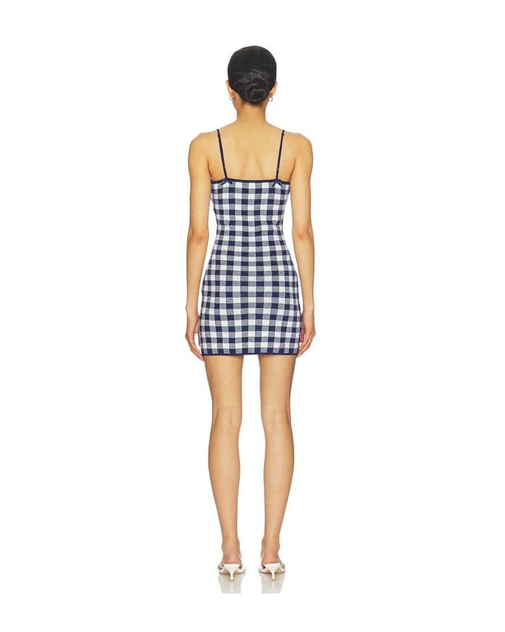 For Love & Lemons Blue Gingham Knit Mini Dress