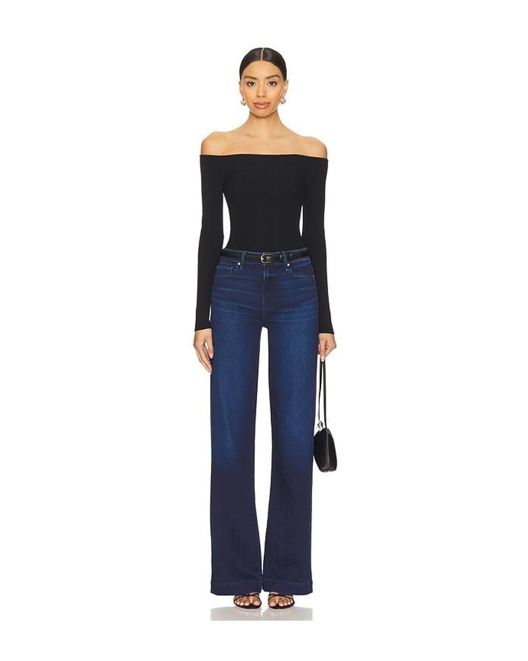 PAIGE Blue Leena Petite Wide Leg Jeans
