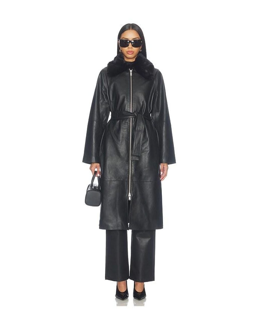 Samsøe & Samsøe Black Sajuniper Shearling Coat