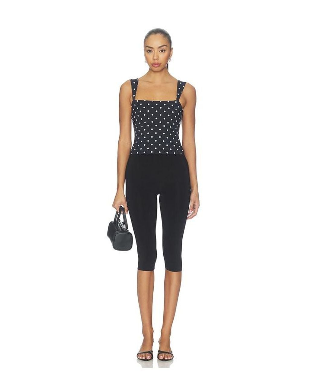 Susana Monaco Blue Polka Dot Angle Strap Top