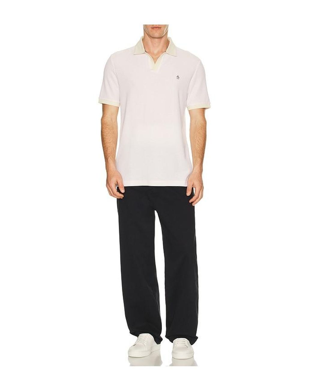 Original Penguin White Jacquard Honeycomb Polo for men