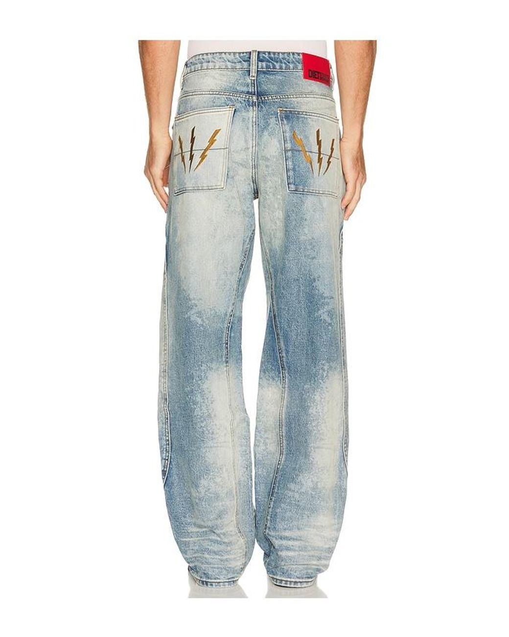 DIET STARTS MONDAY Blue Double Knee Bolt Denim Jeans for men
