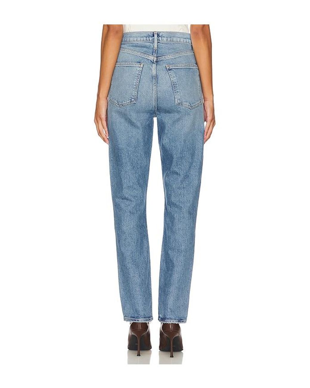 Agolde Blue High Rise Stovepipe Jeans