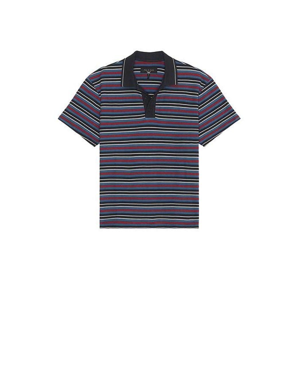 Rag & Bone Blue Stripe Pique Polo for men
