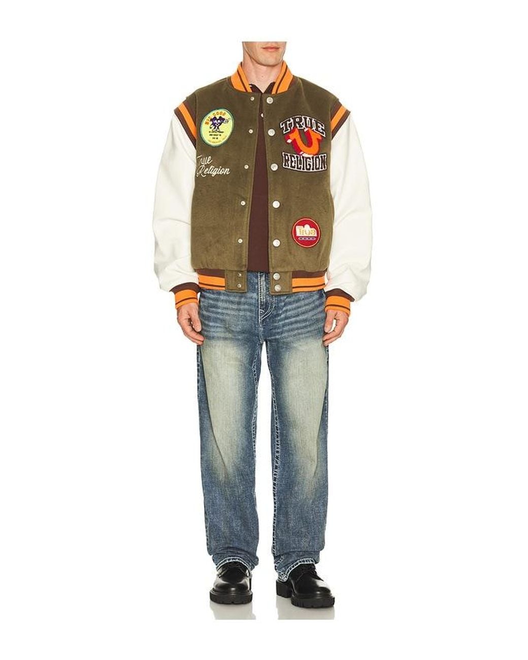 True Religion Multicolor Garden Logo Retro Varsity Jacket for men