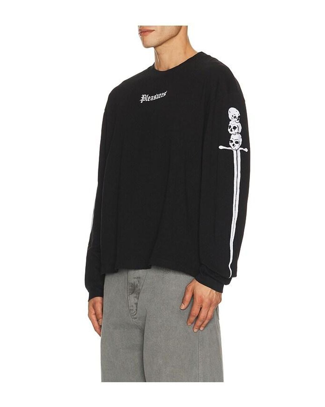 Pleasures Black Luster Heavyweight Long Sleeve Tee for men