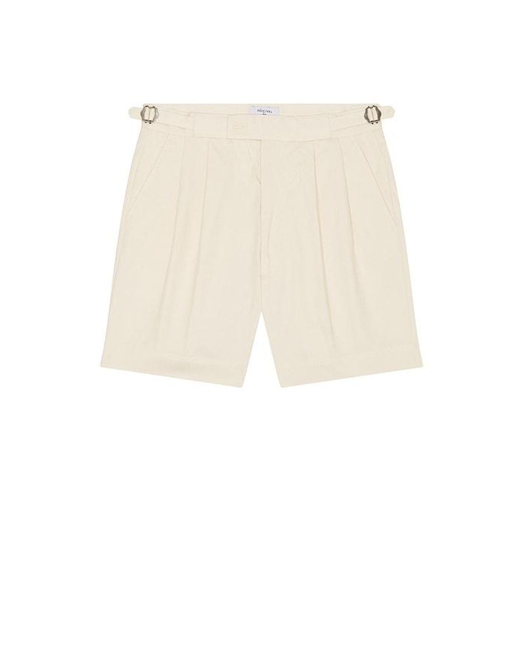 Percival Natural Blake Double Pleated Shorts for men