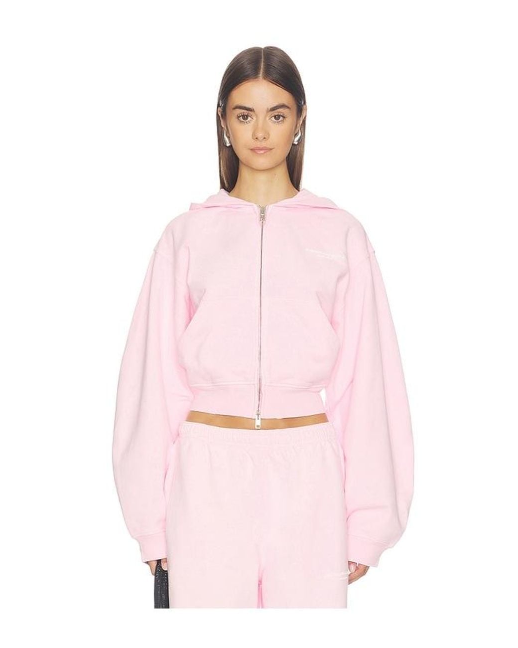 Alexander Wang Pink Zip-Up Hoodie With Logo Print