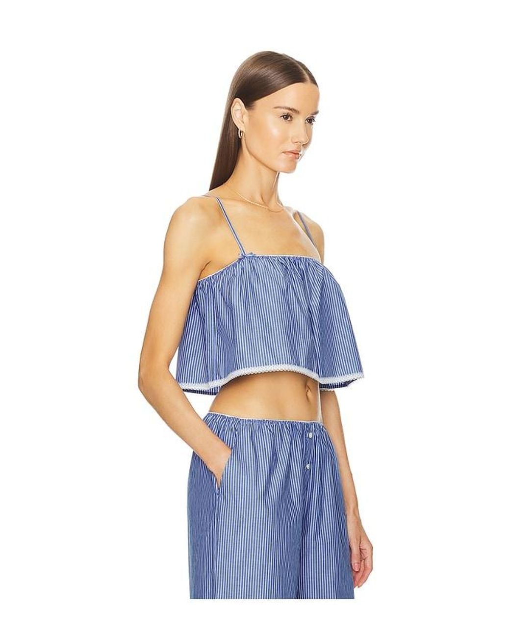 Helsa Blue Pinstripe Poplin Camisole