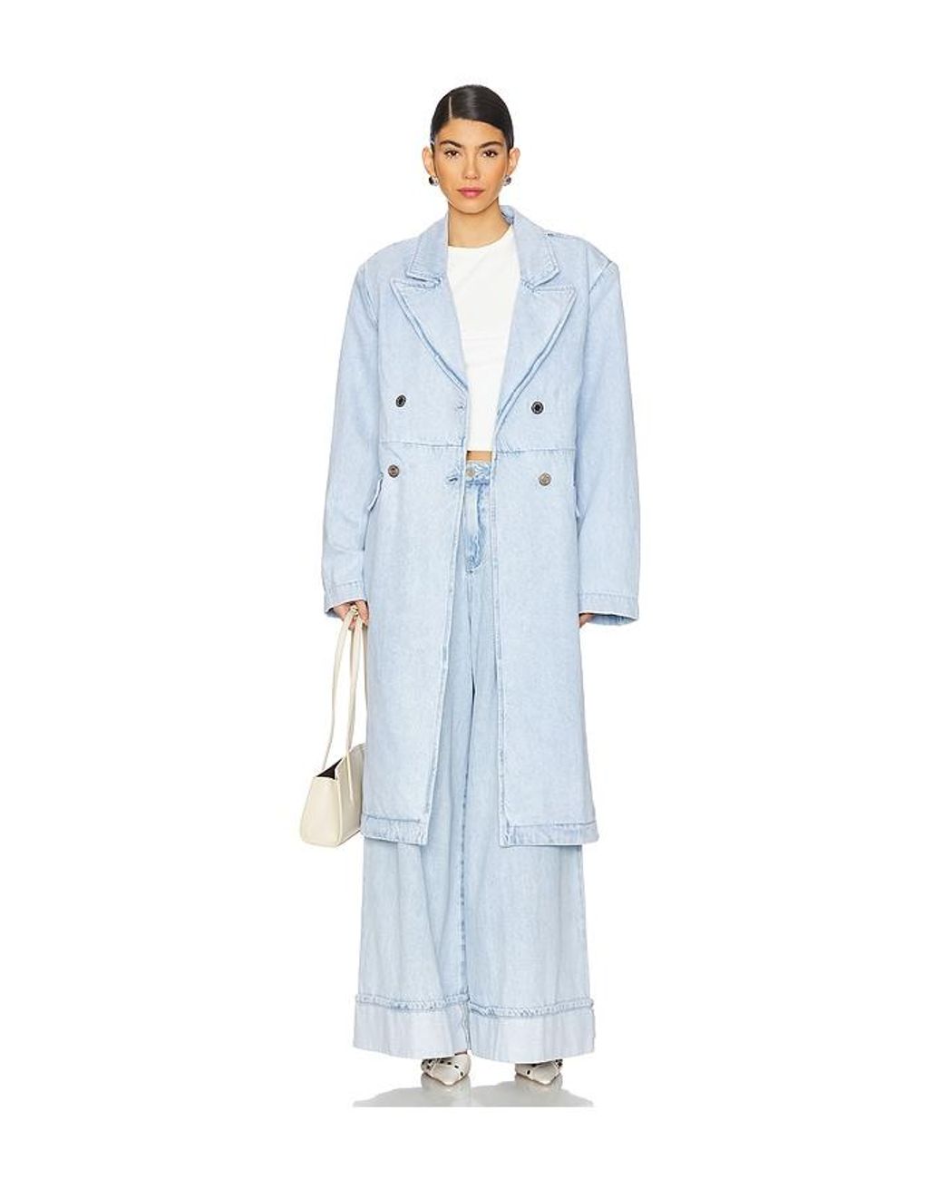 WeWoreWhat Blue Pleated Wide Leg Jeans