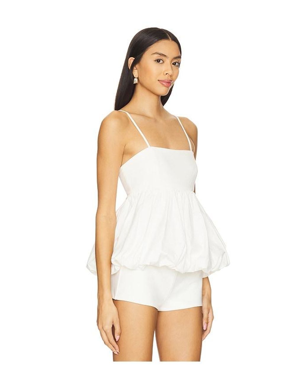 Line & Dot White Wesley Mix Media Top