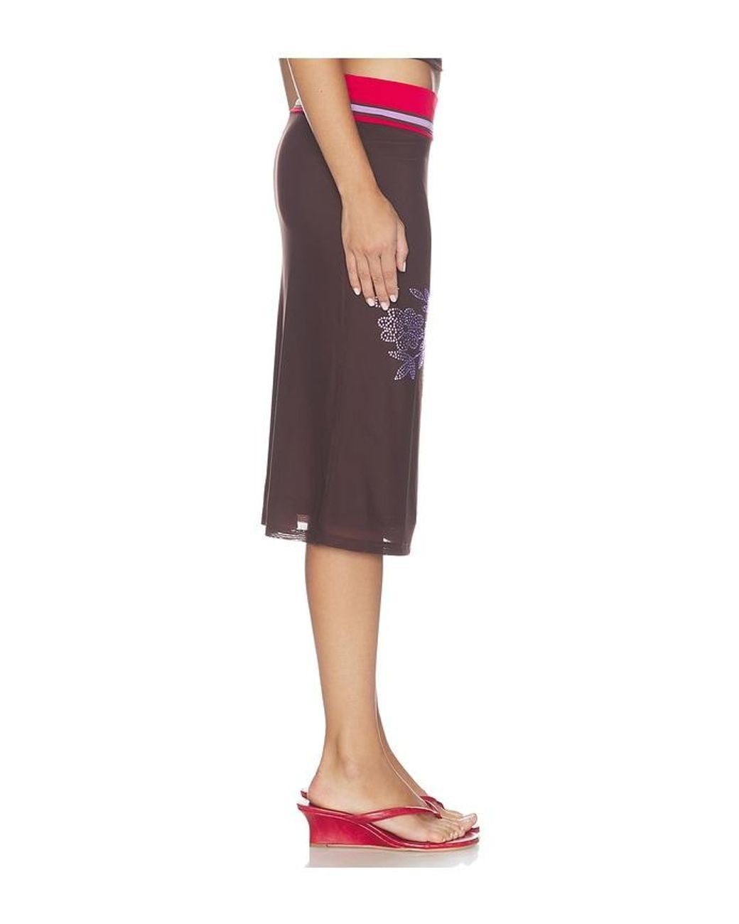 Tiger Mist Red Serah Midi Skirt