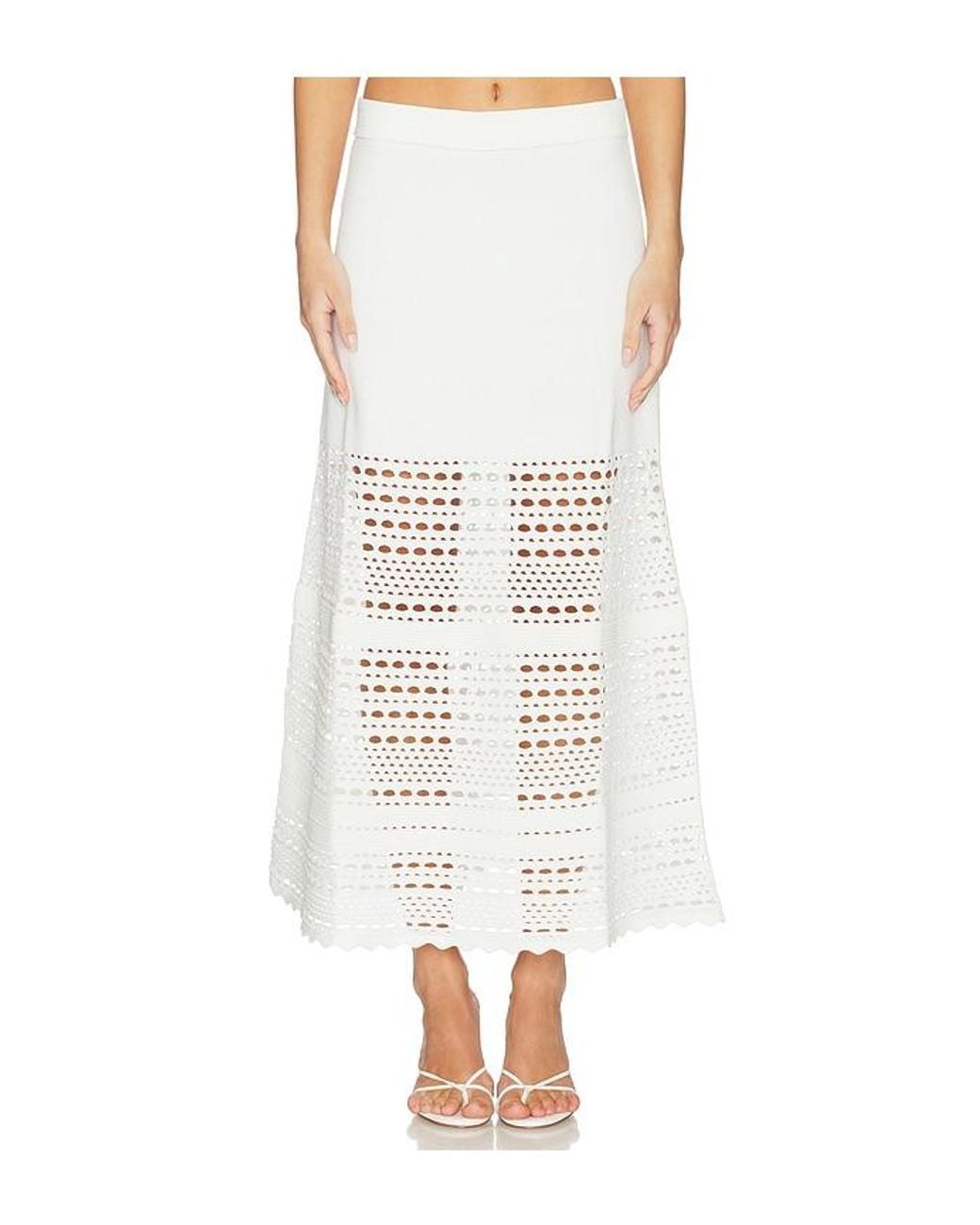 Jonathan Simkhai White Westly Open Stitch Knit Skirt