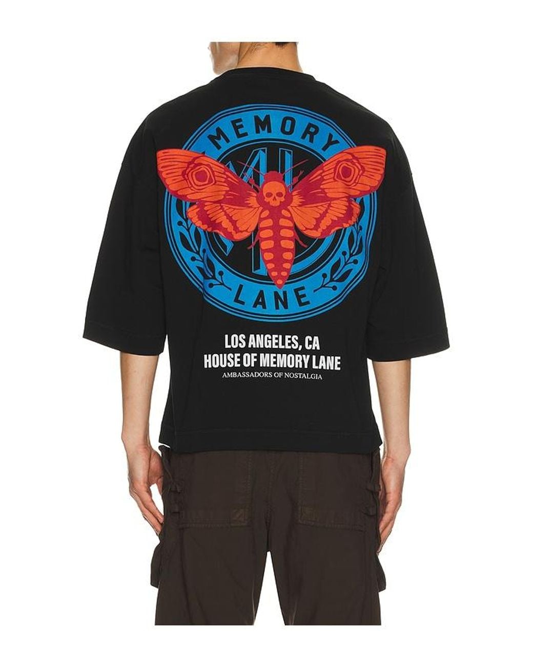 Memory Lane Blue Layered Icons Crop Tee for men