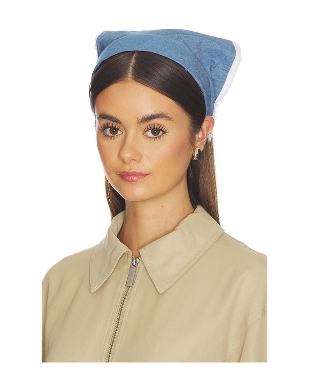 Lele Sadoughi Blue Jackie Chambray Handkerchief Headband