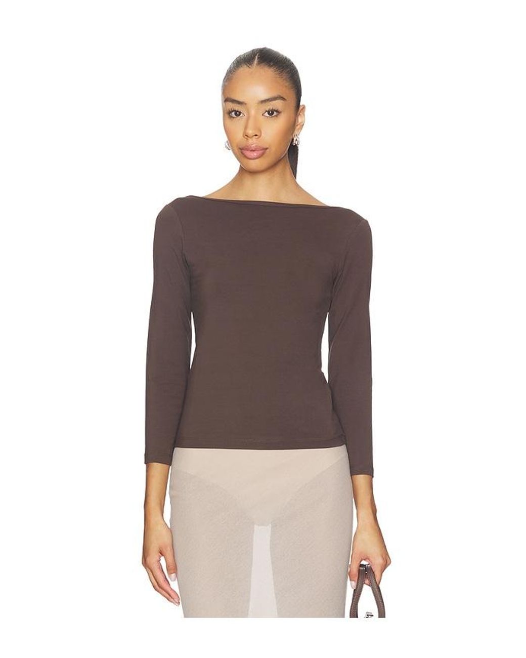 St. Agni Brown Soft Jersey Ballerina Top